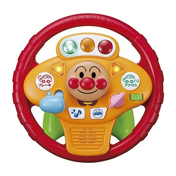 PINOCCHIO 麵包超人 方向盤 塑膠玩具 配備多種燈光和音效互動按鈕 附有固定帶  1個