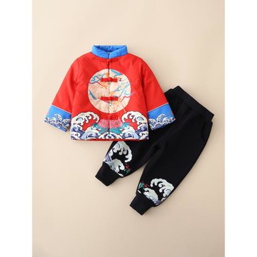 拜年服男童漢服冬款國風兒童喜慶過年衣服寶寶唐裝棉服中式新年裝