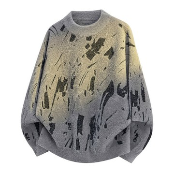 【巴黎精品】現貨+預購 美式復古針織衫針織上衣長袖毛衣秋冬保暖寬鬆大碼休閒男裝-圓領寬鬆復古2色a1ma48