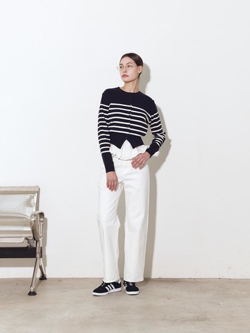 Straight-fit Cotton Mid-rise Denim [Beige]