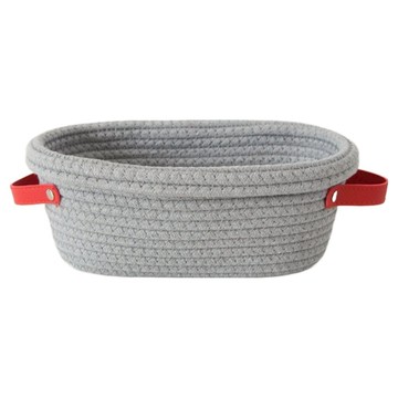 Life+ 北歐簡約棉線桌面整理收納盒/置物籃/收納籃  1個  灰色