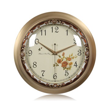 TQJ歐式純銅客廳掛鐘單面掛表臥室圓形時尚時鐘靜音鐘表