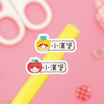 【正版原創】高質感 防水姓名貼-蔬果女孩/150入-小版橫式L1-L2