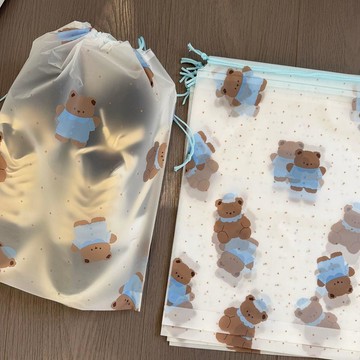本土出貨🍯可愛熊圖案防塵鞋袋收納ins新款防水鞋子收納袋抽繩束口外出鞋套