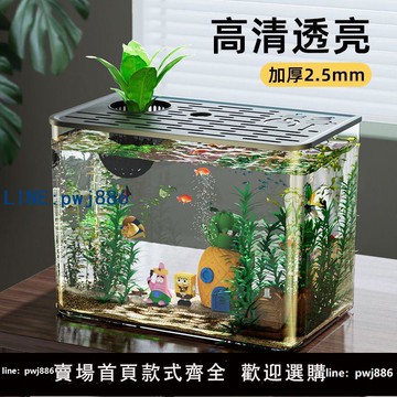 【店家補貼】一體成型玻璃無縫魚缸魚缸水族箱客廳桌面造景室內落地式網紅一體