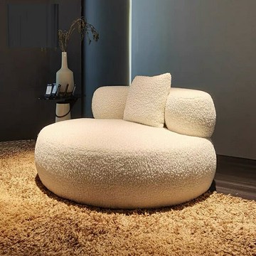 優樂悅~北歐極簡羊羔絨懶人單人沙發意式奶油大白胖子網紅休閑糯米糍圓形