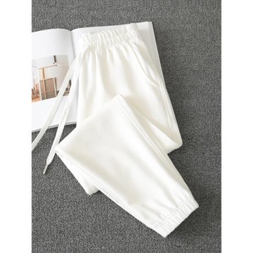 休閑全棉毛圈衛褲女2025新款純棉運動褲春秋女士加絨加厚白色褲子