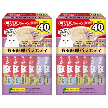 INABA CIAO 啾嚕 肉泥 盒裝  化毛配方綜合口味  560g  2盒