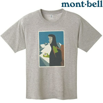 Mont-Bell Wickron 中性款 排汗衣/排汗印花T恤 1114706 Touhan No Mae 登攀前 LGY 淺灰