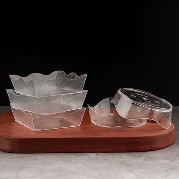 硬塑料點心托聚會西點試吃分裝盤流心冰淇淋杯子方形蛋糕切件磨砂