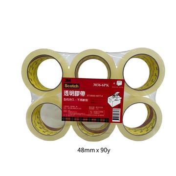 ✨星星文具✨3M Scotch 超透明膠帶 封箱膠帶 膠帶 6入 48mm 90y 超取限6封 (3036-6PK)