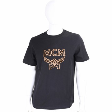 MCM 字母標誌印花純棉黑色短袖TEE T恤(男款)