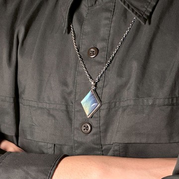 小風箏 |彩光拉長石 職人純銀手工包框 金光 拉長石 五行屬水 寶石項鍊 925純銀 3AS05-68