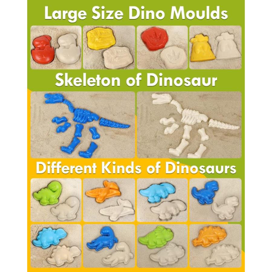 Lehoo Castle Beach Toys, 34 Pcs Dinosaur Beach Sandbox Toy Set with