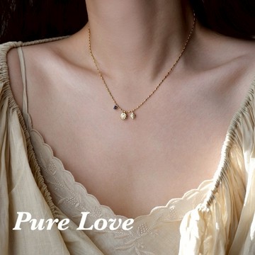 Pure Love樂芙 / 正韓 鈦鋼【316L醫療鋼】G0114貝殼珍珠菱形鎖骨鏈 短項鏈 / 金