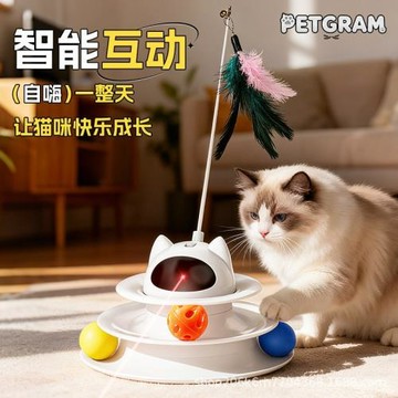 跨境爆品電動逗貓器自嗨解悶逗貓神器自動轉盤貓咪寵物用品逗貓棒