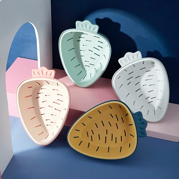 家用客廳水果籃簡約可愛廚房洗菜盆瀝水籃創意塑料瓜果收納置物籃