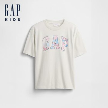 【GAP】兒童寬鬆版櫻花 Logo T恤-卡爾石色(890134)