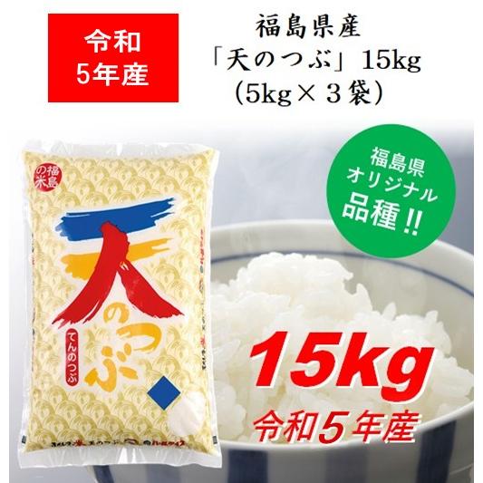 令和5年産 福島県産米「天のつぶ」１５ｋｇ（５ｋｇ×３） 米 お米 送料