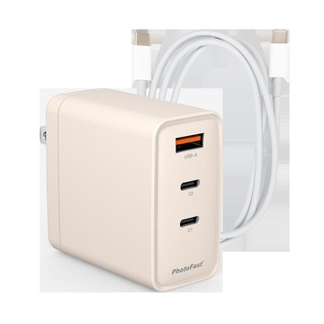 A1 Charge 65W氮化鎵三孔充電器(含CC 1m 傳輸線) 紫色