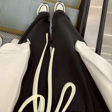 Chubchic✨隔日到貨 大尺碼抽繩休閒褲 運動褲女 春秋 韓版 寬鬆 高腰 垂感直筒長褲子 學生休閒闊腿褲 長褲