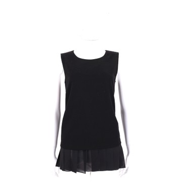 Max Mara 黑色抓皺下擺拼接無袖上衣