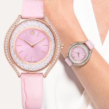 SWAROVSKI 施華洛世奇 Crystalline Aura 奢華水晶女錶 手錶 新年開運 送禮推薦-玫瑰金x粉紅 5730150