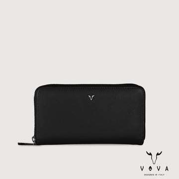 【VOVA 沃汎】台灣總代理 亞岱爾  8卡拉鏈長夾-黑色/VA139W015BK