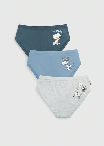 女童三入組_ 史努比系列．緊帶三角內褲(Happy Snoopy)