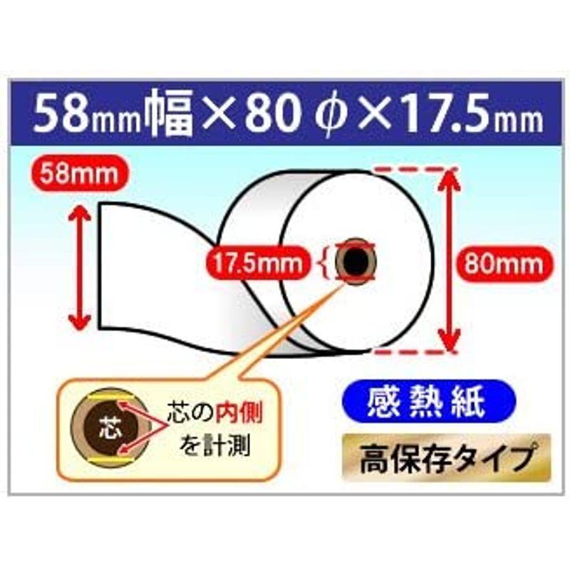 mita 58R-80TR-HC (58R-80TRHC) 対応 汎用 高保存タイプ 感熱レジロール紙（ 80巻パック ） 東芝テック用