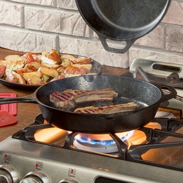 美國製圓形鑄鐵橫紋煎鍋/烤盤-27cm 單一規格