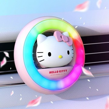 汽車香氛 車用擴香 夾式芳香車內香水 新款凱蒂貓車載香薰聲控拾音燈汽車出風口香水律動節奏燈汽車香薰