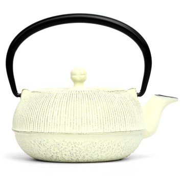 南部鐵器 茶壺 平丸千筋 0.3L 金白色 日本製