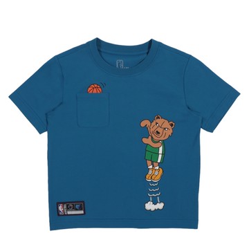 NBA GRIZZLIES 童裝上衣 短袖T恤 圖案印花 中性款 藍色 35261008 82 noB21