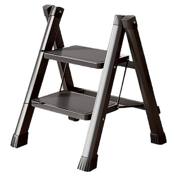 WE CHAMP 碳鋼二階折疊梯 WTB-780 黑色  1個  58.5 x 40 x 48cm