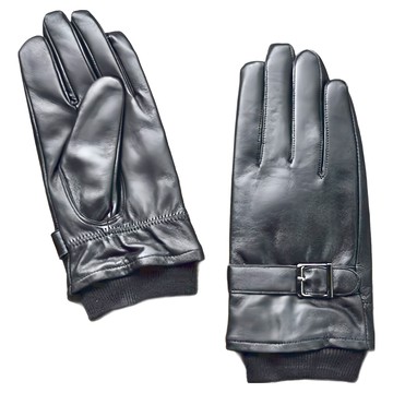 喜番屋 真皮羊皮冬季男士手套 - 絨毛內裏 防潑水  黑色  XL(24cm)