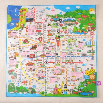來趟台北輕旅行 / 第八代台北吃喝玩樂捷運地圖手帕 / 純棉