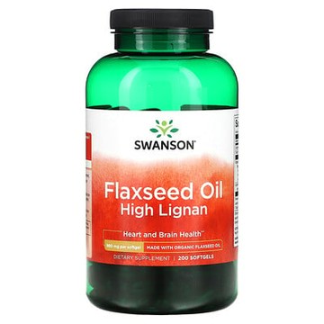 Swanson, 高木酚素亞麻籽油，980 毫克，200 粒軟凝膠