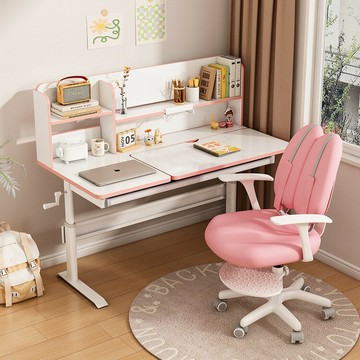 免運附發票  兒童學習寫字桌家用套裝書桌椅2024新款手動可升降簡約小學生課桌