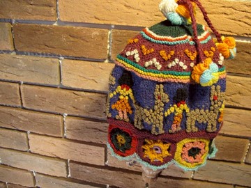 羊駝小花 彩色立體編織 毛帽-紫色調