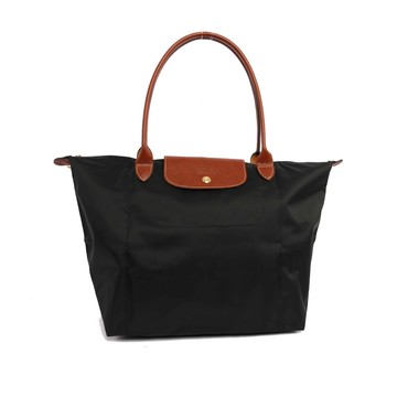 LONGCHAMP L號長把LE PLIAGE摺疊水餃包(黑色)