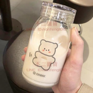 可愛玻璃杯卡通加厚耐熱水杯韓式男女學生情侶隨手杯【不二雜貨】