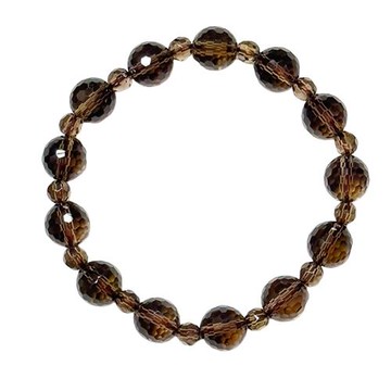 【喨喨飾品】茶水晶10mm圓珠切面128面角度珠設計款手鍊A868