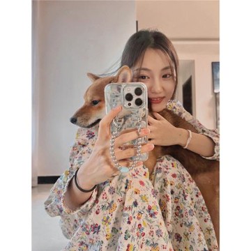 日系復古文藝小清新碎花印花溫柔風時髦減齡休閑寬松慵懶風連衣裙