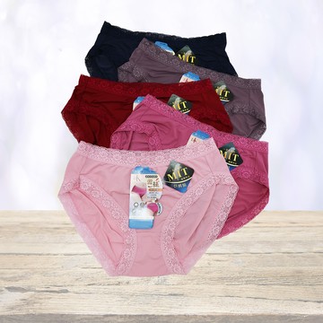 超細纖維素面女內褲-7935/超細纖維蕾絲女內褲-7954-4件組