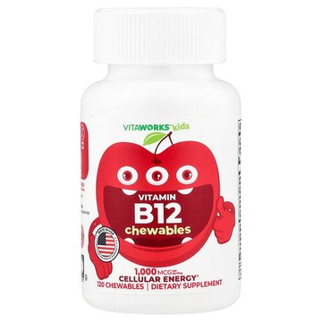 VitaWorks, 兒童，維生素 B12，櫻桃味，120 片咀嚼片