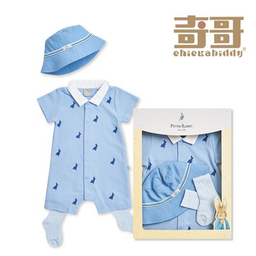 奇哥 比得兔 小王子Polo領兔裝禮盒/連身衣3件組禮盒 (兔裝+帽子+襪子)