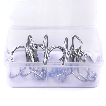 【TTFF】漁具魚鉤10個盒裝魚鉤1/0#2/0#3/0#白色高碳鋼三本魚鉤批發