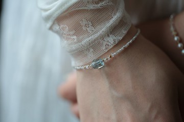 冬季浪漫 灰鋯石海藍寶手鍊