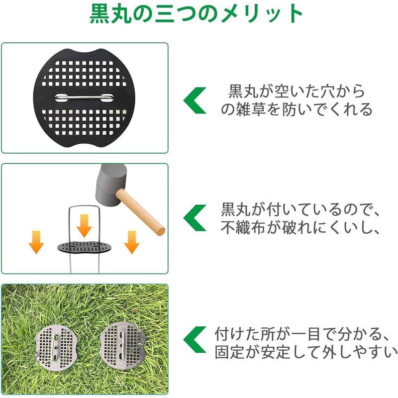 Uピン杭 コ型止めピン 黒丸付 黒丸君 防草シート 固定用 人工芝 押さえピン キャンプ テントペグ 20cmx3cmx20cm 50点セッ